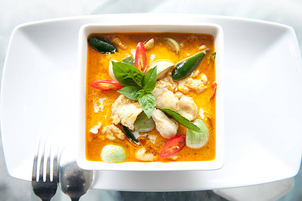 red curry chicken stock photo
