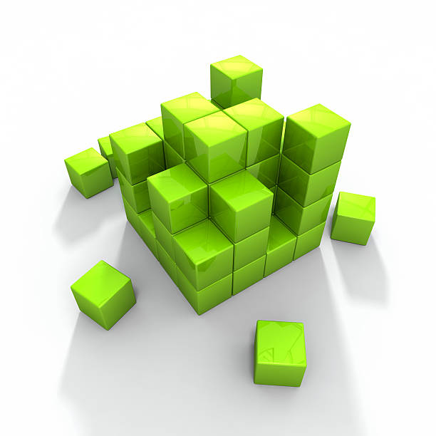 Concept photo of green building blocks to represent green construction stock photo