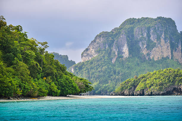 sea island beach clear water bay coast landscape stock photo