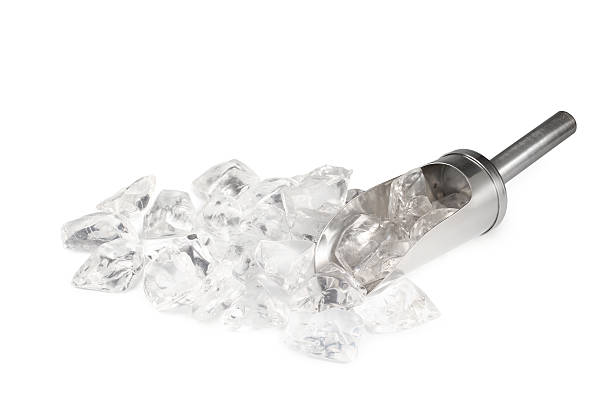 Metal scoop with cubes ice