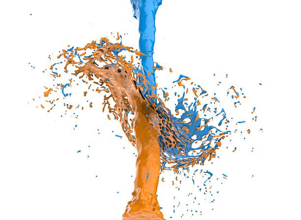 blue orange paint spatter stock photo