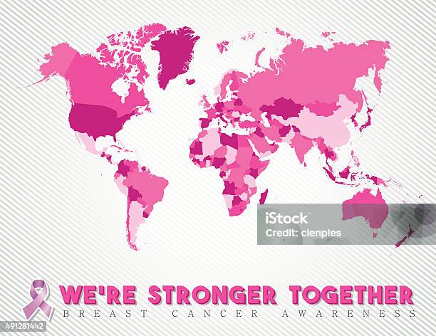 Breast Cancer Worldwide Map Global Pink United Stock Illustration - Download Image Now - Map, 2015, Abstract