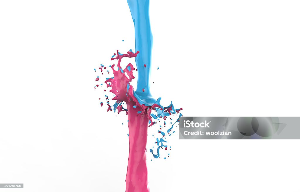 pink aqua blue paint splash pink bright blue splash collision Exploding Stock Photo