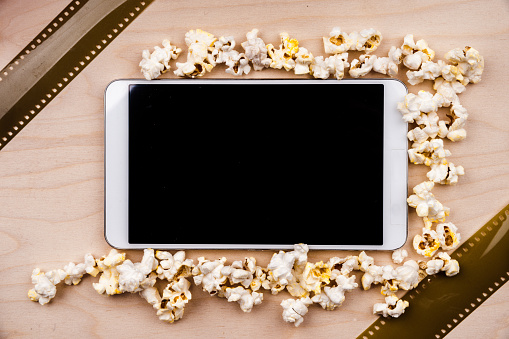 Computer Screen With Popcorn Pc Cinema Stock Photo - Download Image Now - Computer Monitor, Popcorn ...