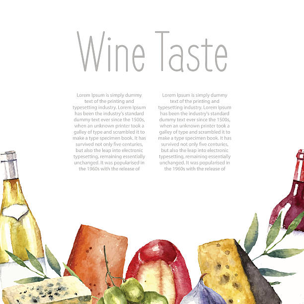 aquarell wein und käse-gestell. - vine street stock-grafiken, -clipart, -cartoons und -symbole