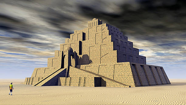 ziggurat - toren van babel stockfoto's en -beelden