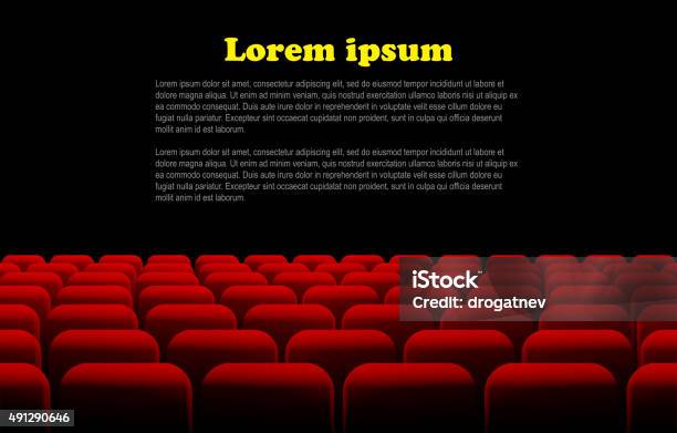 Rows Of Red Cinema Or Theater Seats Stock Illustration - Download Image Now - 2015, Armchair, Arts Culture and Entertainment