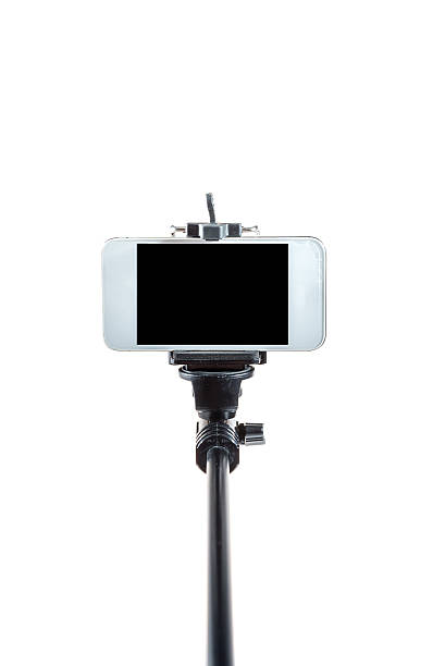 istock Smartphone blank screen on a selfie stick. Isolated on white. 491291302