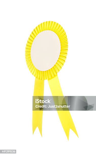 Yellow Completion Ribbon Yellow Fabric Award Ribbon Isolated On White Stock Photo - Download ...