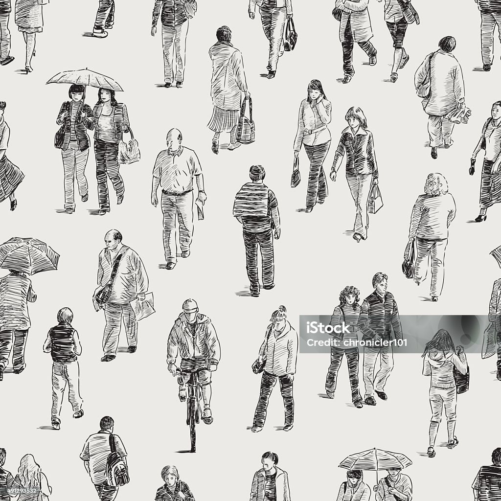 pattern of the pedestrians Vector pattern of the walking people on the city street. People stock vector