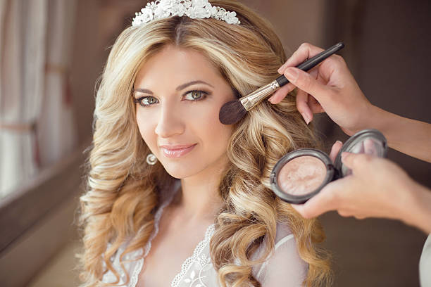 istock make up rouge. Healthy hair. beautiful smiling bride wedding 491297882