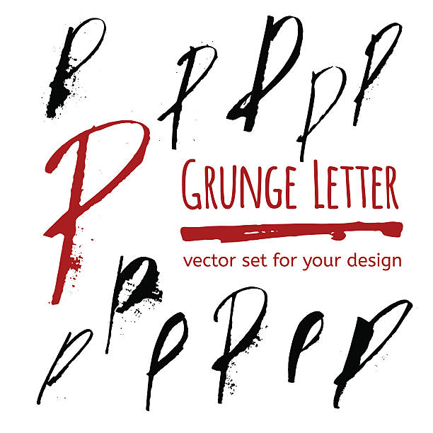 ilustrações, clipart, desenhos animados e ícones de grunge conjunto letras para seu projeto - letter o letter p vector illustration and painting