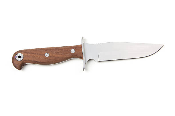 istock hunting knife with wooden handle, isolated 491312018