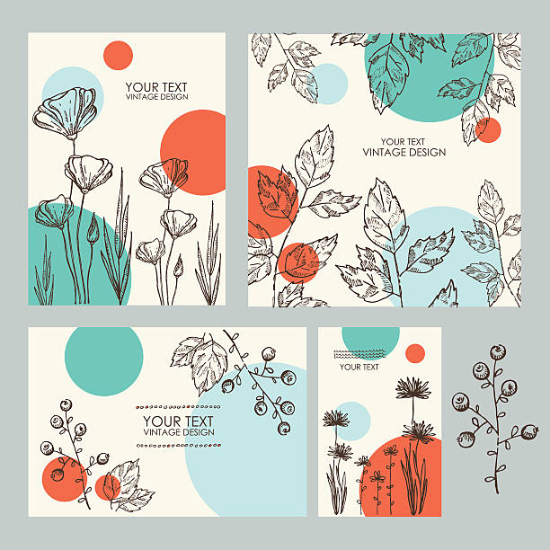 stockillustraties, clipart, cartoons en iconen met vector set: floral backgrounds. hand drawn - beterschap