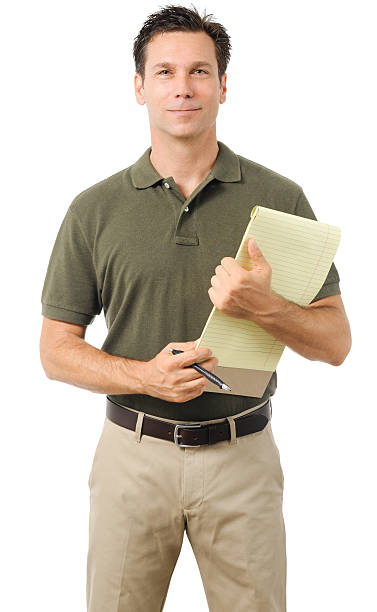 istock Casual Dress Businessman Holding Notepad on White 491313572
