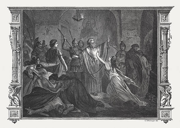 istock Persecution of Christians in ancient Rome, wood engraving,published 1878 491314650