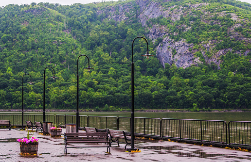 The picturesque Hudson River Valley as seen from the Hudson River waterfront of Cold Spring, NY in the Spring of 2009.