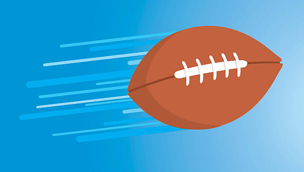 American football thrown and floating fast vector art illustration