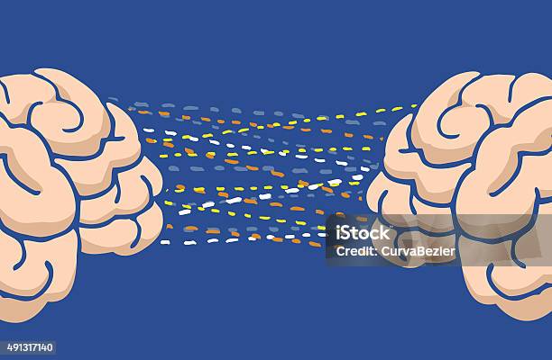 Communication And Connection Between Two Minds Or Brains Stock Illustration - Download Image Now