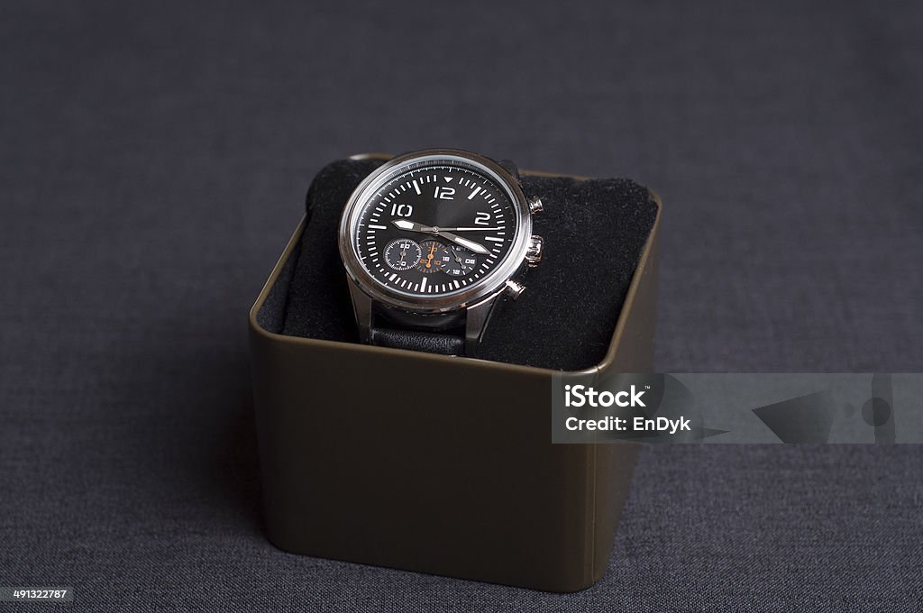 Luxury Watch in a box Black Color Stock Photo