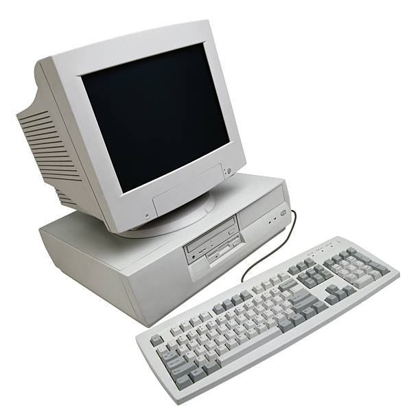istock Old Desktop computer with monitor and keyboard 491323959