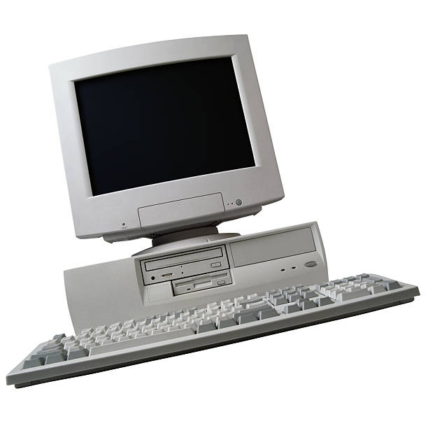 istock Old Desktop computer with monitor and keyboard 491323965