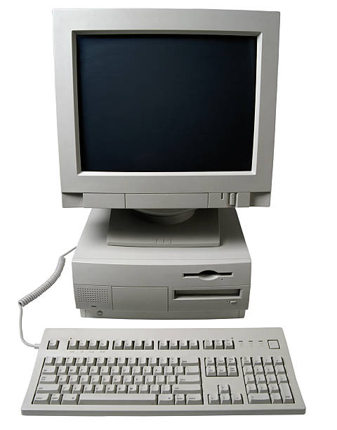 istock Old Desktop computer with monitor and keyboard 491324069