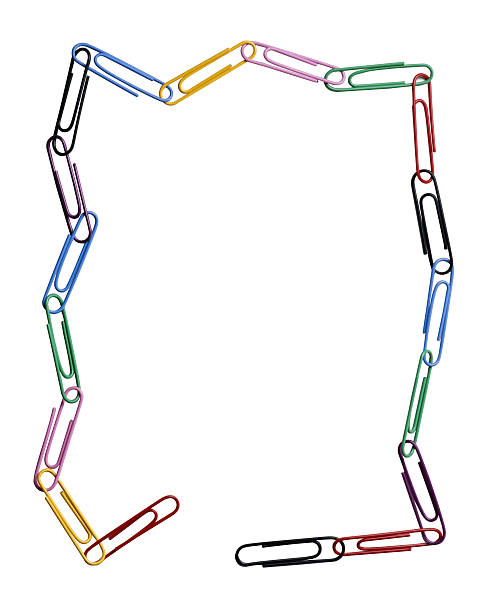 Colourful paper clips frame stock photo