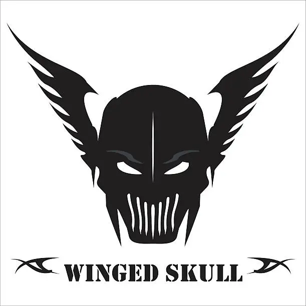 Vector illustration of Winged Black Skull