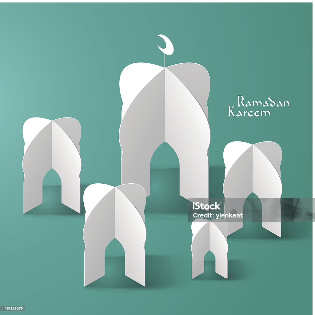 Moschea di carta 3D vettoriale scultura. - arte vettoriale royalty-free di Eid-al-Fitr