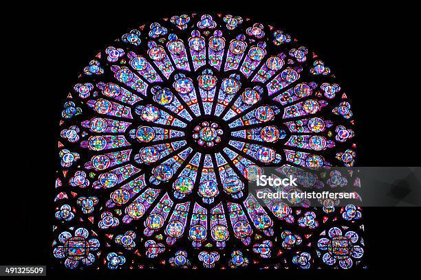 Stained Glass Window Inside Notre Dame De Paris Stock Photo - Download Image Now - Notre Dame de Paris, Window, Apostle - Worshipper