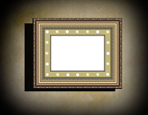istock Grunge wooden frame with electric lamps 491326319