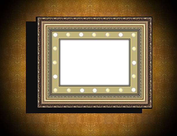 istock Grunge wooden frame with electric lamps 491326321