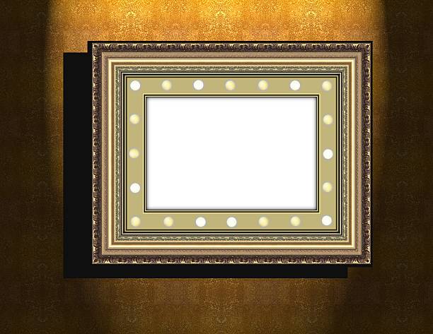 istock Grunge wooden frame with electric lamps 491326325