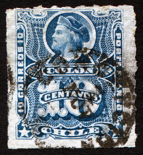 istock Chile 5c Blue Columbus Colon Stamp 491327755