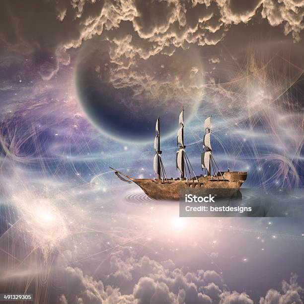 Sailing Stock Photo - Download Image Now - Moon, Outer Space, Art