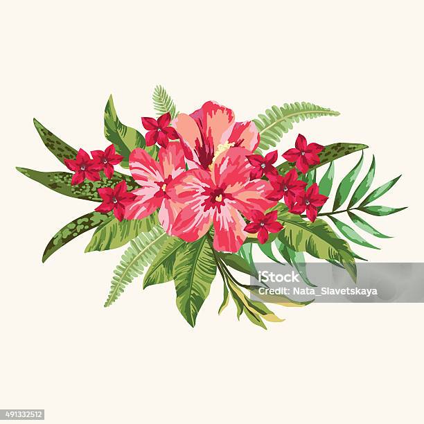 Bouquet Of Tropical Flowers Stock Illustration - Download Image Now - Azalea, Illustration, 2015
