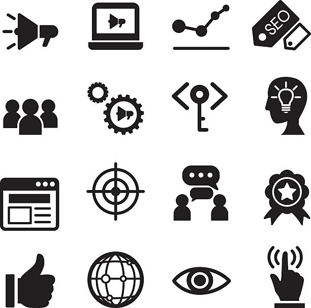 internet-marketing-symbol set - ausblick stock-grafiken, -clipart, -cartoons und -symbole