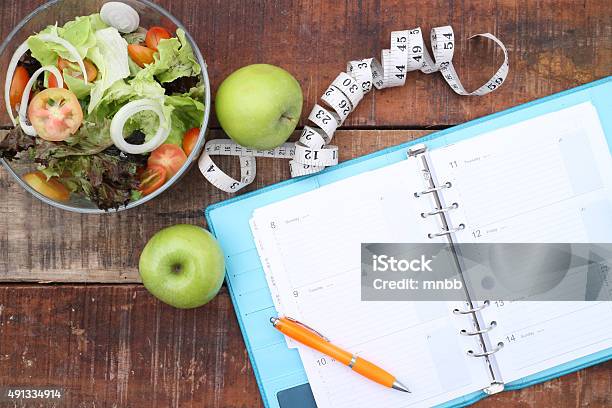 Fresh Healthy Salad On Wooden Table Stock Photo - Download Image Now - 2015, Appetizer, Arugula