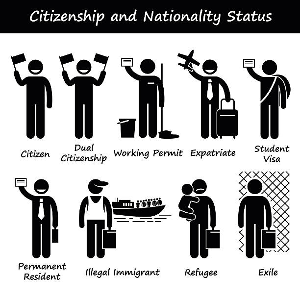 illustrazioni stock, clip art, cartoni animati e icone di tendenza di cittadinanza e nazionalità pictogram - permanent resident card