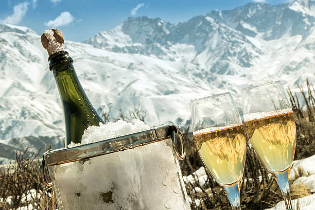 istock Cold french champagne at Alps 491347420