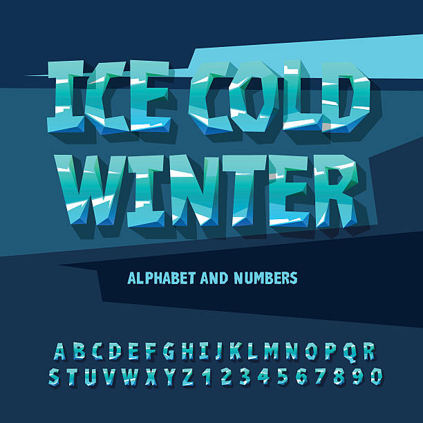 Ice alphabet and numbers Ice alphabet and numbers, vector illustration. word cool stock illustrations