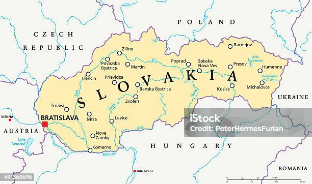 Slovaquie Carte Politique Vecteurs libres de droits et plus d'images vectorielles de Slovaquie - Slovaquie, Carte, Autriche
