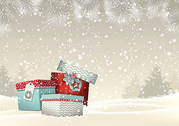 boże narodzenie tło z grupy kolorowe giftboxes, ilustracja - gift blue christmas religious celebration stock illustrations
