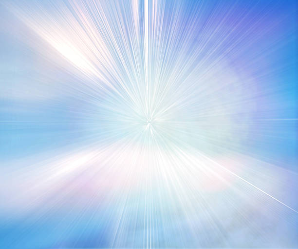 Sun on blue sky with lenses flare