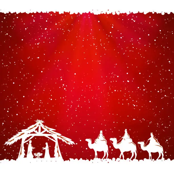 Vector illustration of Christmas theme on red background