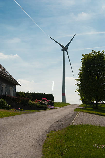 istock Wind turbine with blue sky as background in Germany 491375545