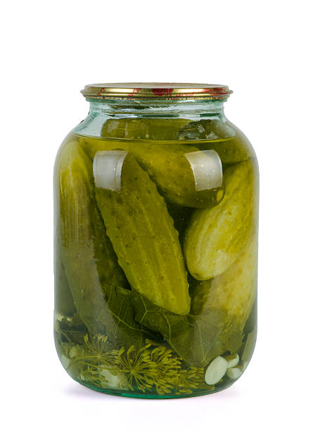 istock Jar of canned cucumbers 491376276