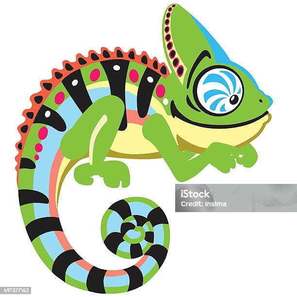 Cartoon Chameleon Stock Illustration - Download Image Now - Chameleon, White Background, 2015