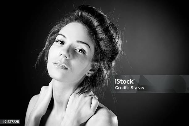 Beautiful Woman In Studio Stock Photo - Download Image Now - Adult, Adults Only, Awe